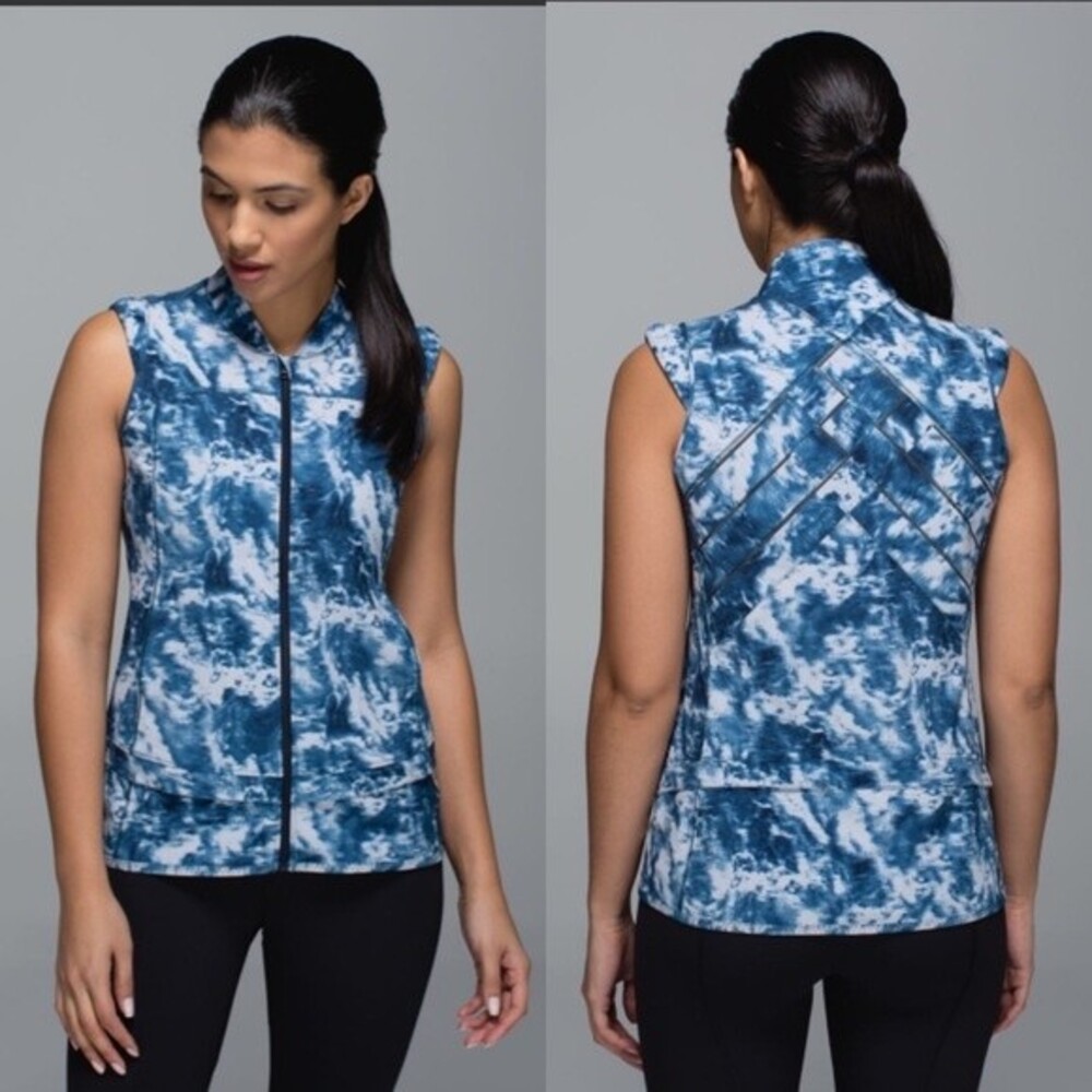 Lululemon 4 Light Speed Vest Zip Sea Side Silver Fox